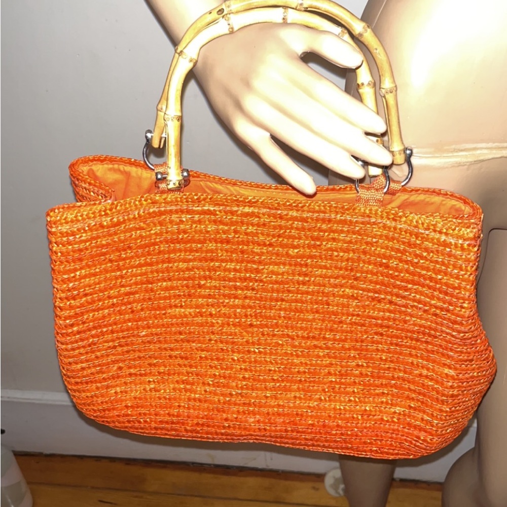 Orange straw bag